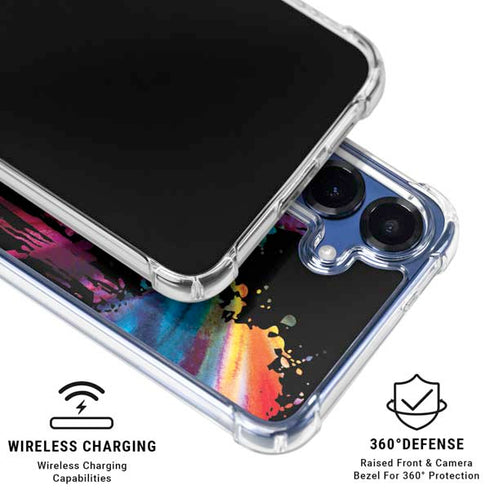 Chromatic Splatter Black Galaxy S25 Clear Case
